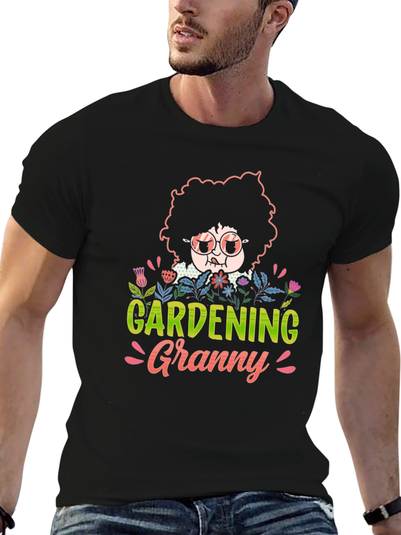Gardening Granny T-Shirt - Unisex Black Cotton Tee