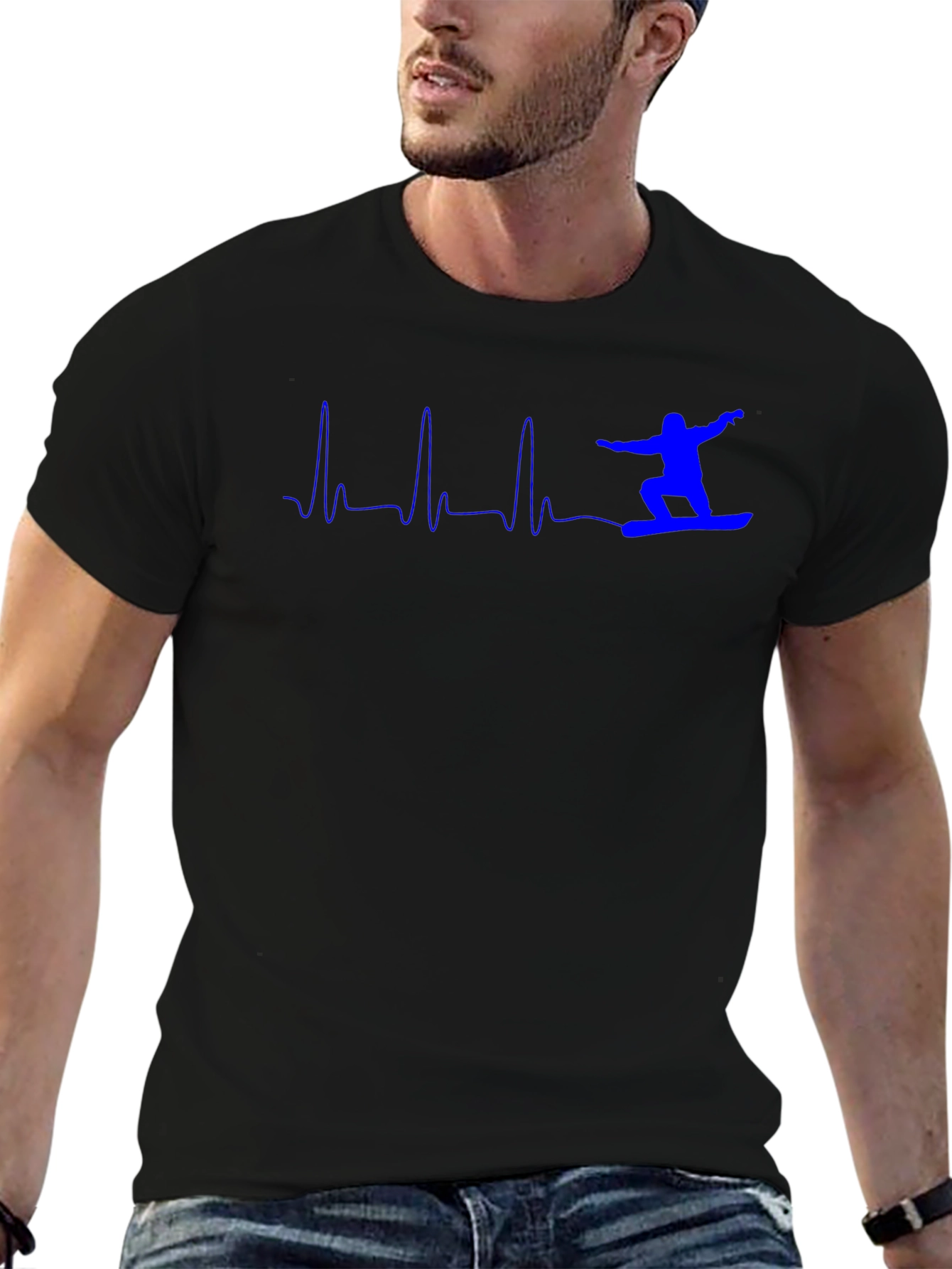 Snowboard Heartbeat T-Shirt - Black