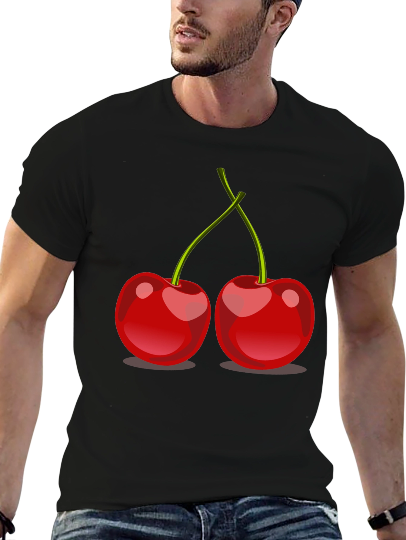 Cherry Graphic Tee - Stylish Black T-Shirt