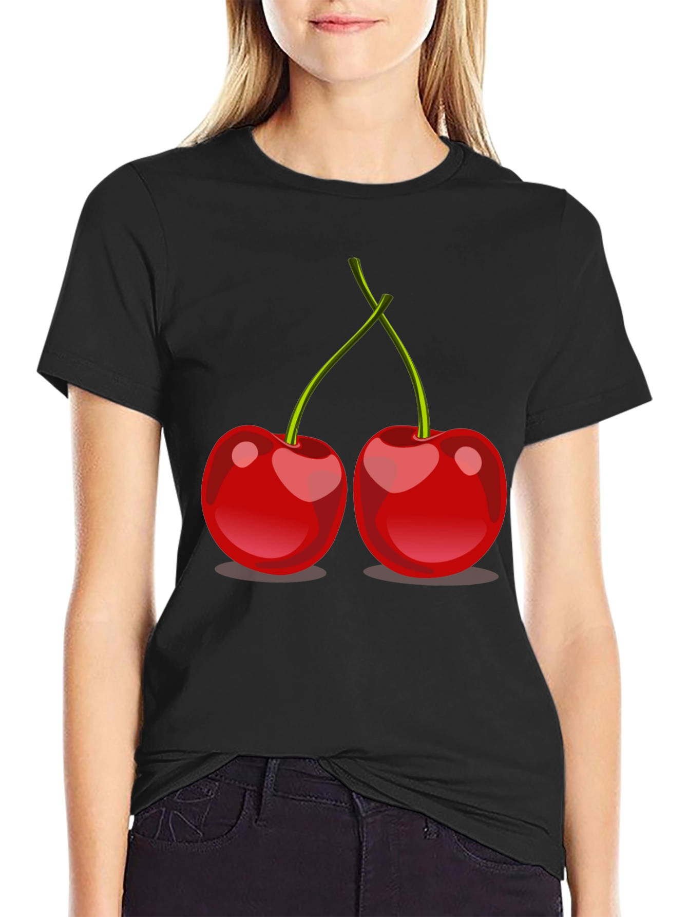 Cherry Graphic Tee - Stylish Black T-Shirt