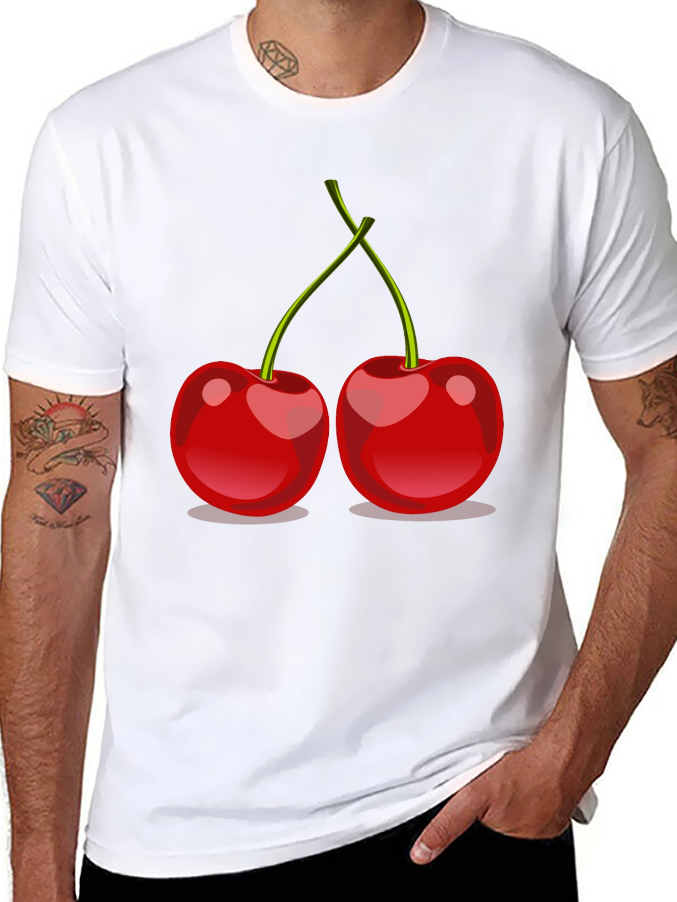 Cherry Graphic Tee - Stylish Black T-Shirt