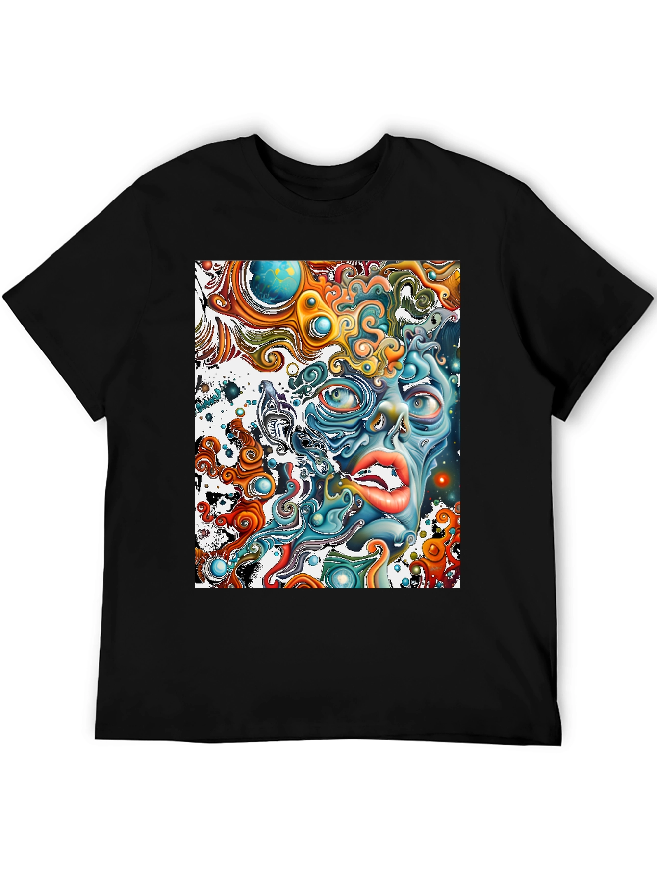 Surreal Face Graphic T-Shirt - Black