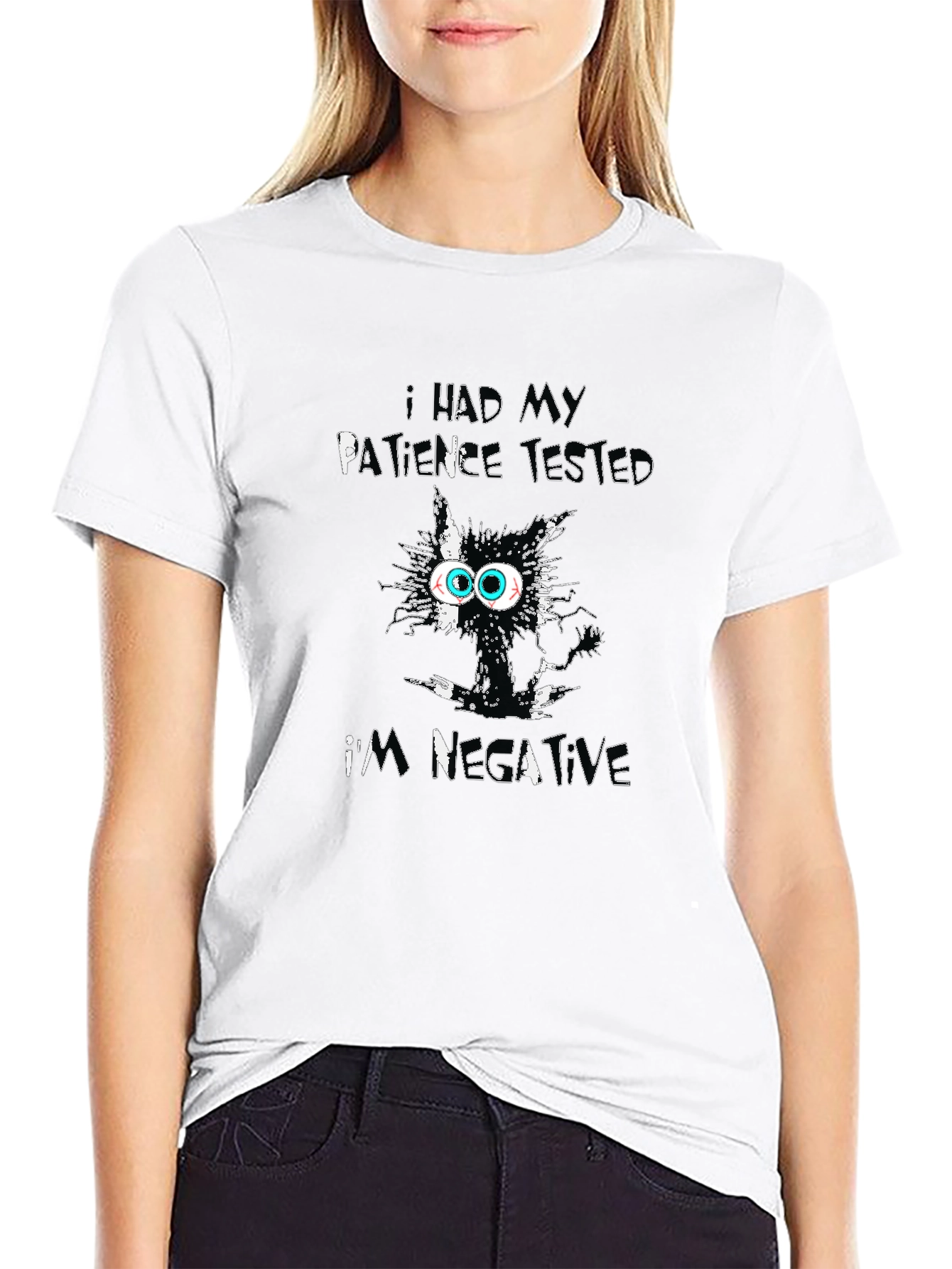 Patience Tested Negative Black Cat T-Shirt