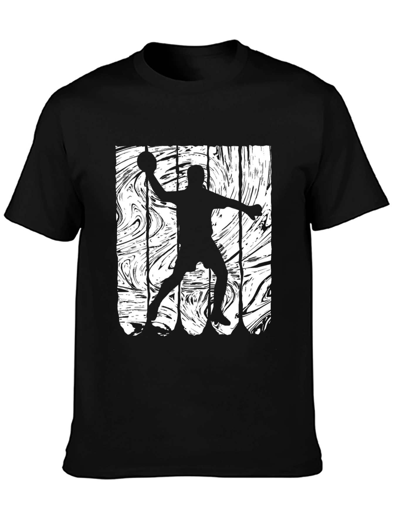 Handball Player Graphic Black T-Shirt