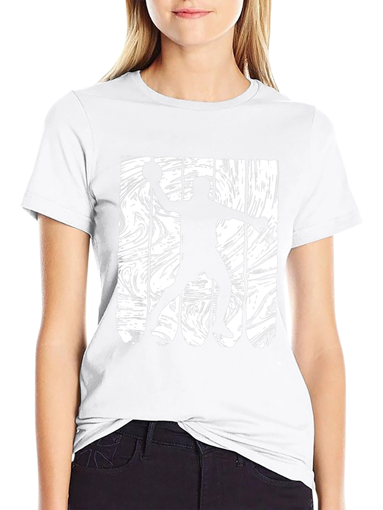 Handball Player Graphic Black T-Shirt