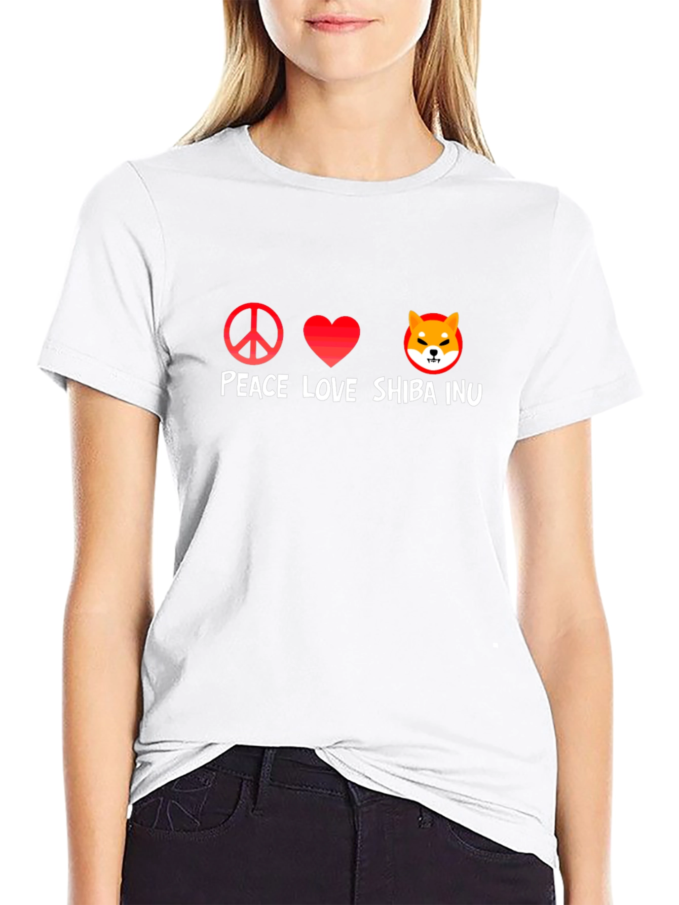 Peace Love Shiba Inu Black Graphic Tee