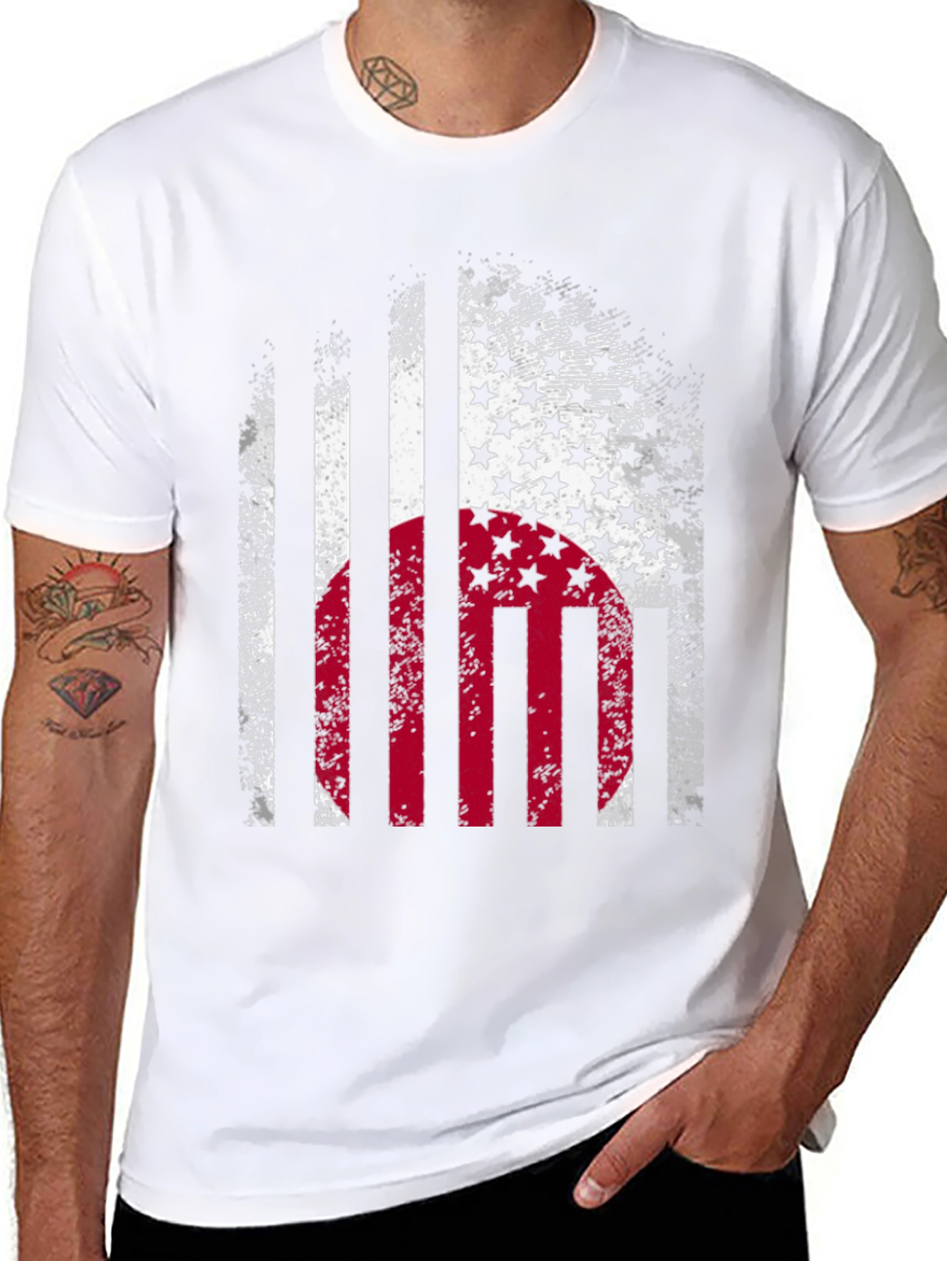 USA Japan Flag Graphic Print T-Shirt