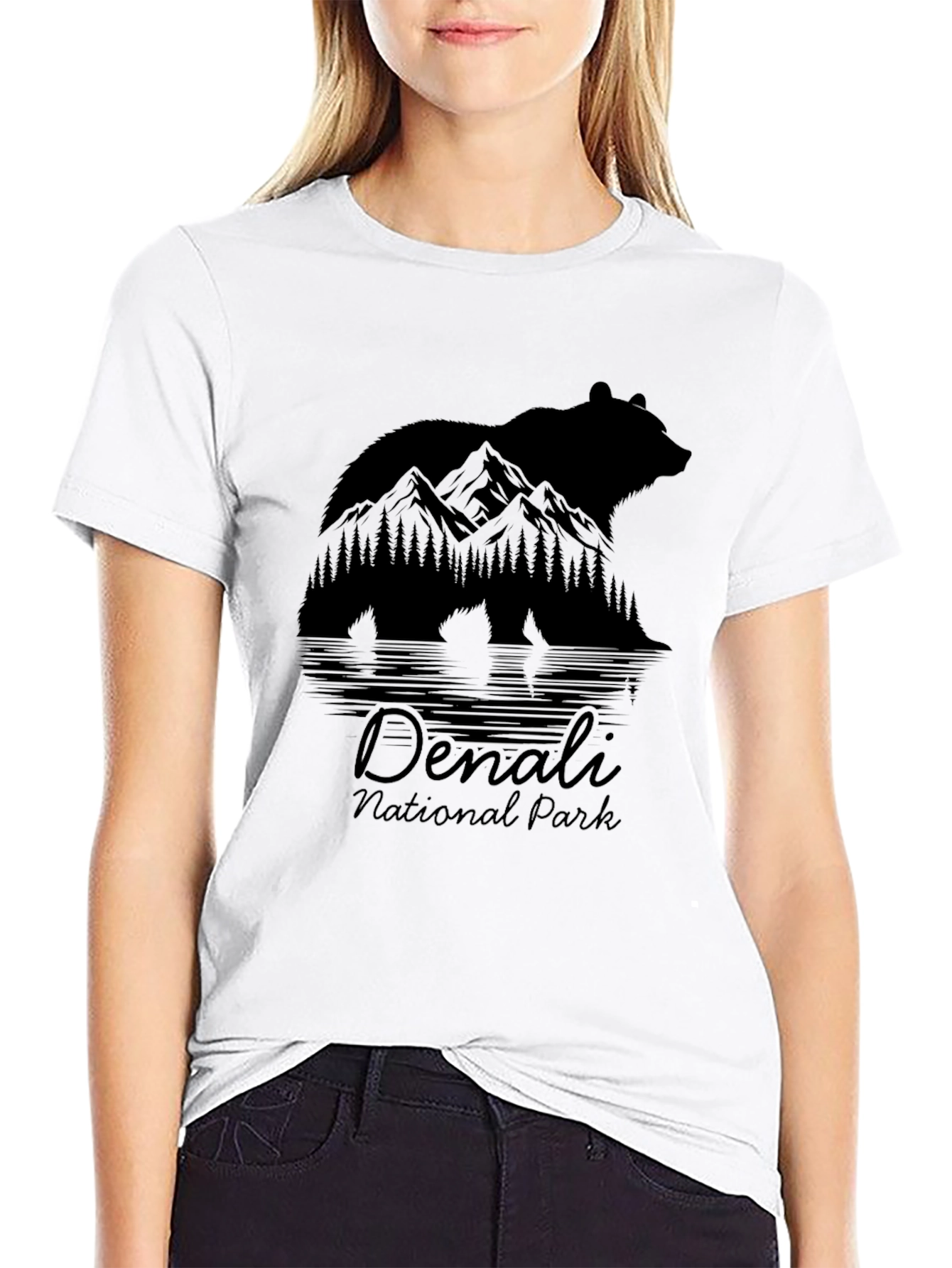 Denali National Park Bear Graphic Tee - Black