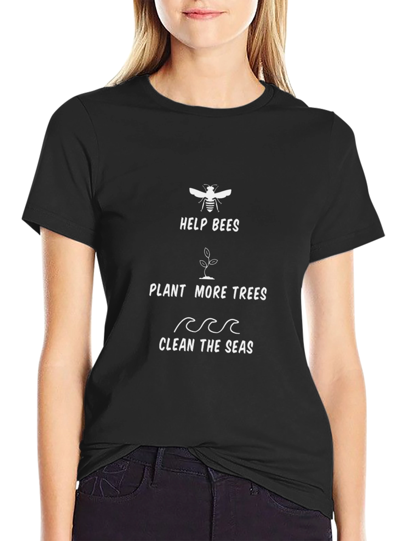 Eco-Friendly T-Shirt: Help Bees Plant Trees Clean Seas