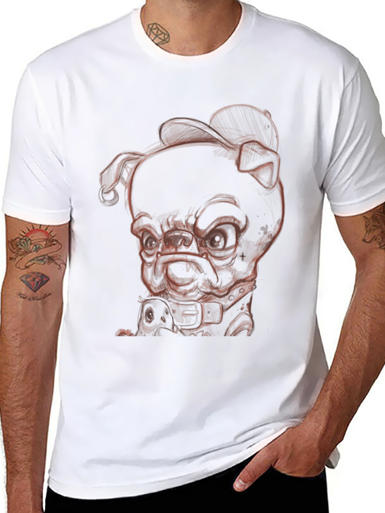 Cool Dog Graphic Tee - Black Cotton Blend
