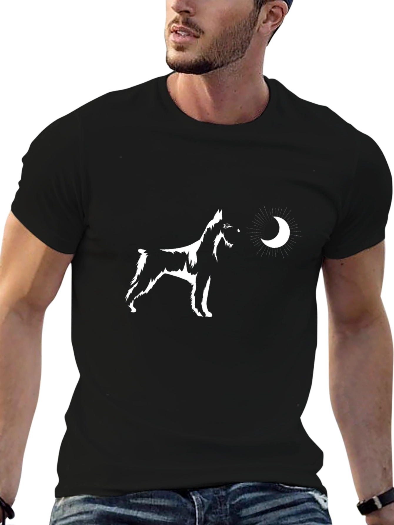 Dog Howling at Moon Graphic T-Shirt