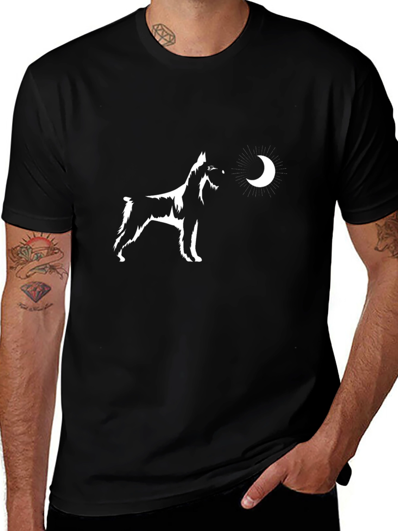 Dog Howling at Moon Graphic T-Shirt