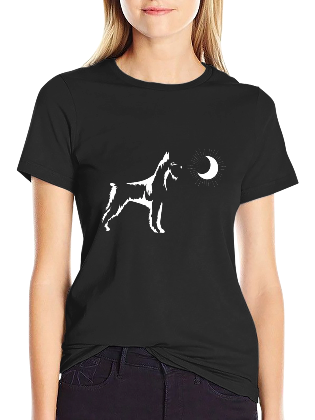 Dog Howling at Moon Graphic T-Shirt