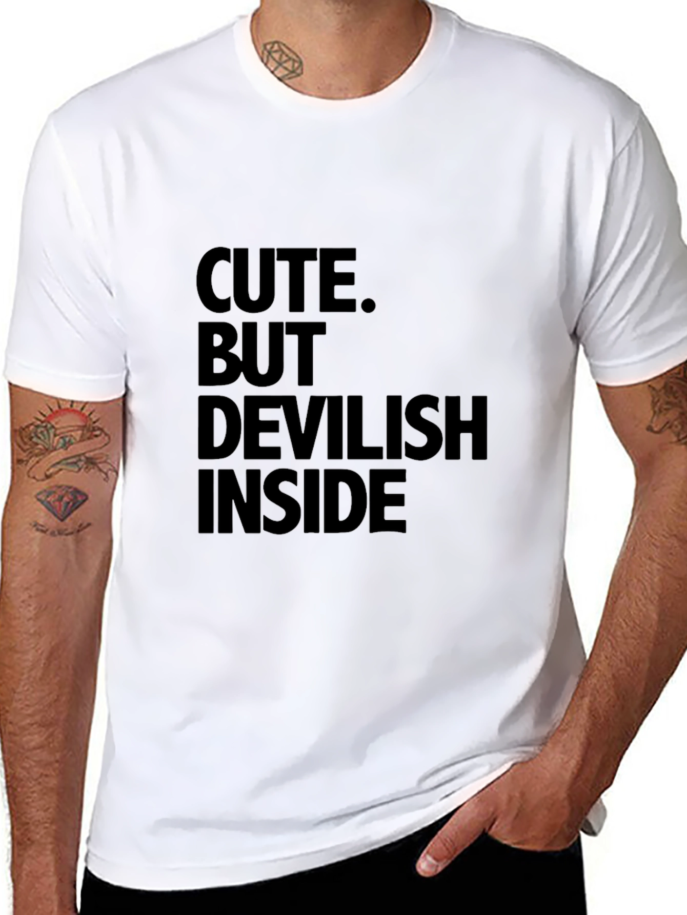 Cute But Devilish Inside Graphic Tee - Black