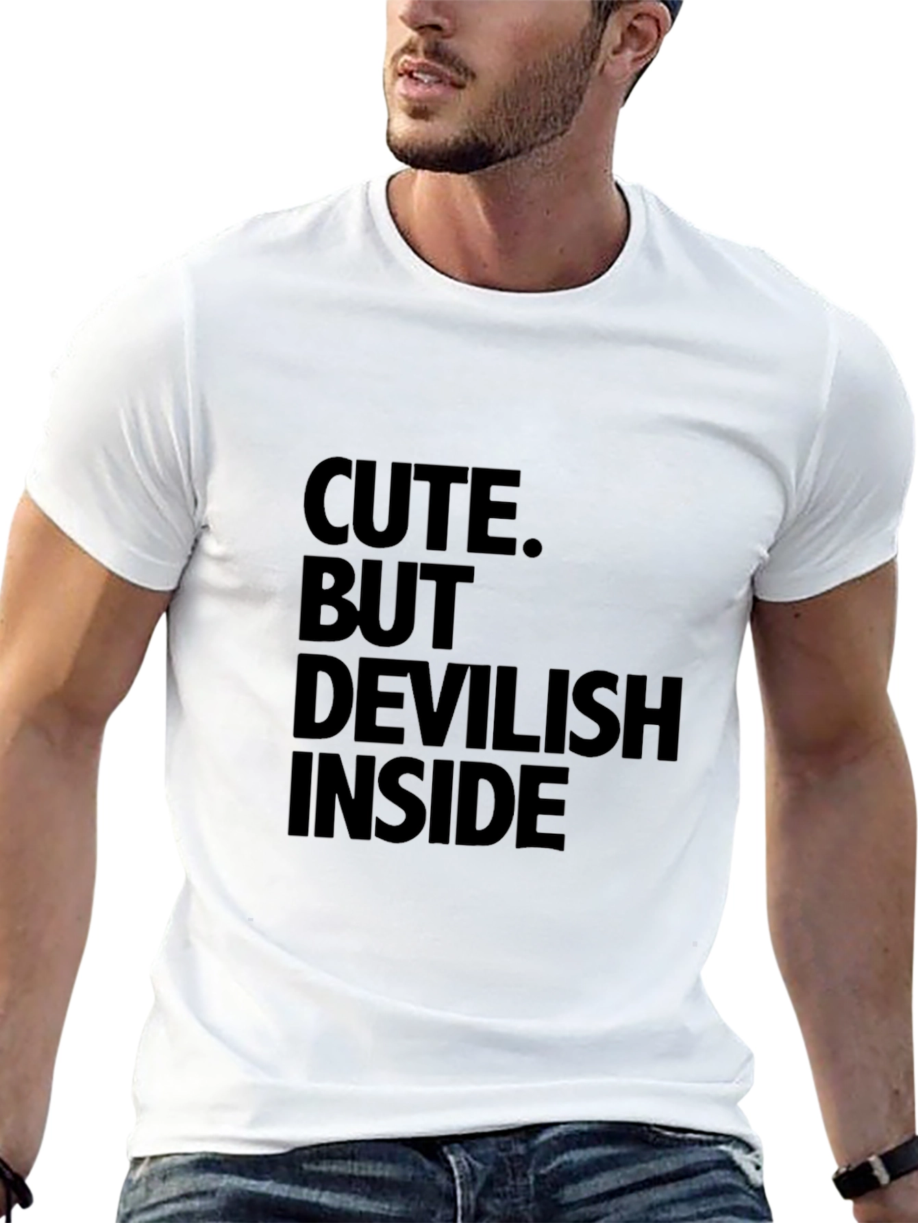 Cute But Devilish Inside Graphic Tee - Black