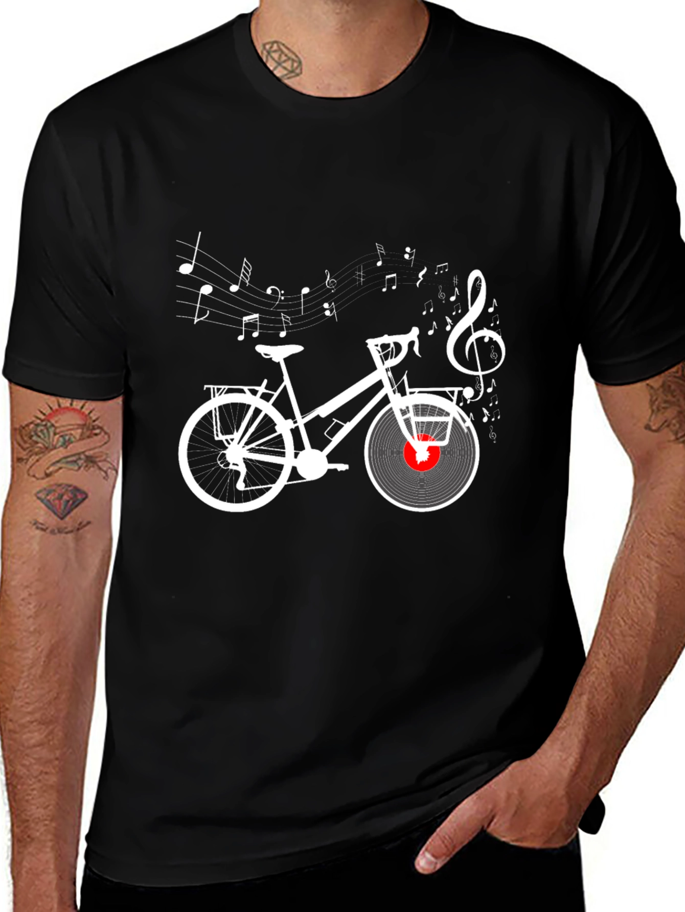 Musical Bicycle T-Shirt - Stylish Black Tee