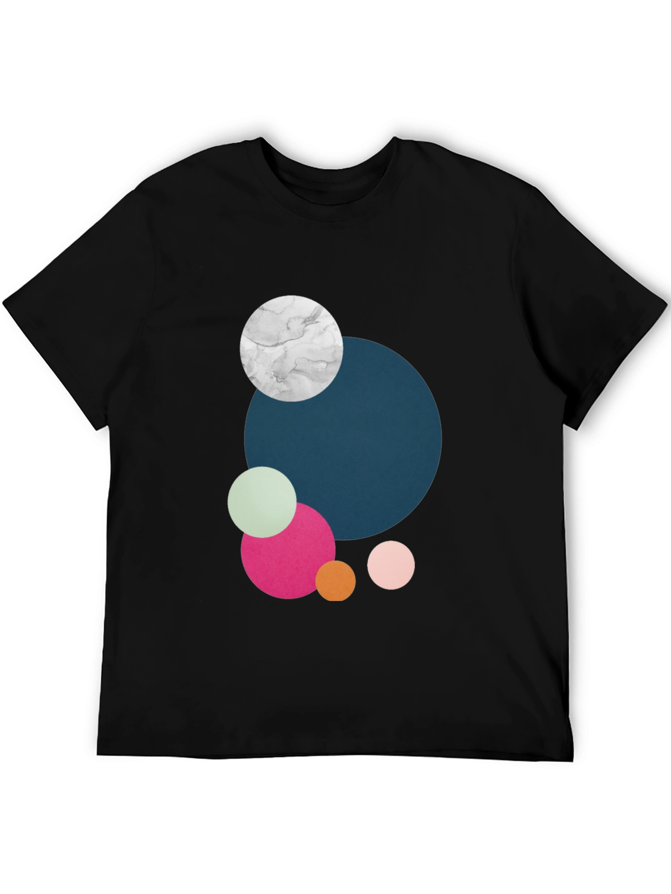 Modern Abstract Circles Graphic Tee - Black