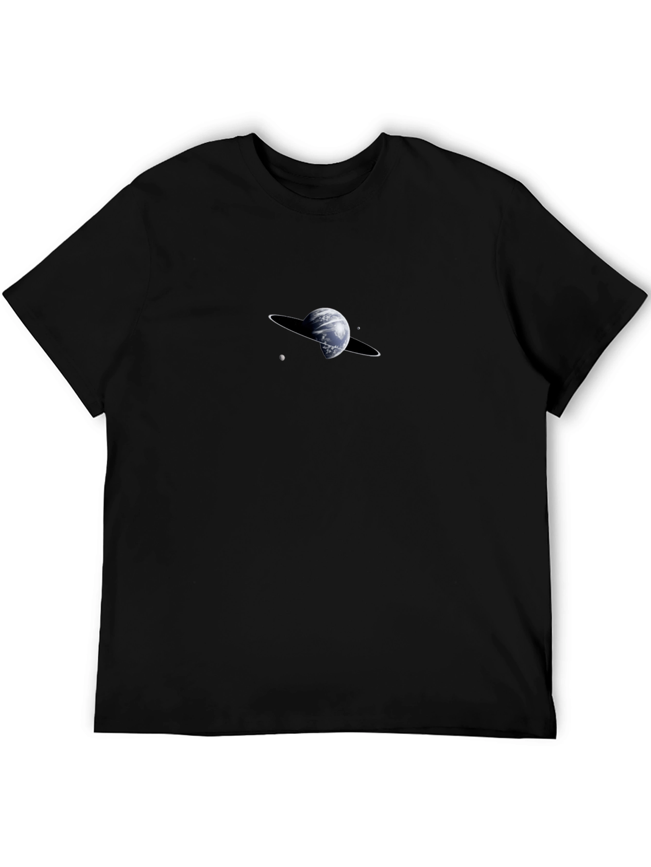 Saturn Graphic Black T-Shirt - Modern Space Design