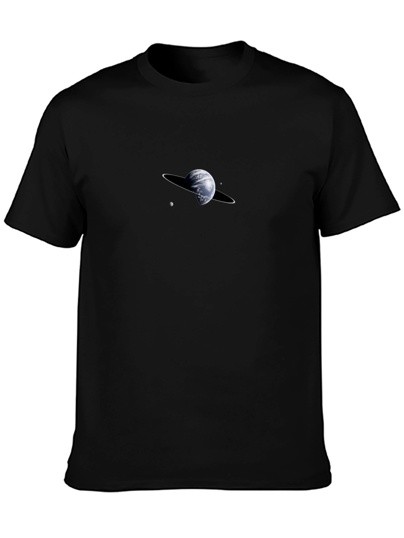 Saturn Graphic Black T-Shirt - Modern Space Design