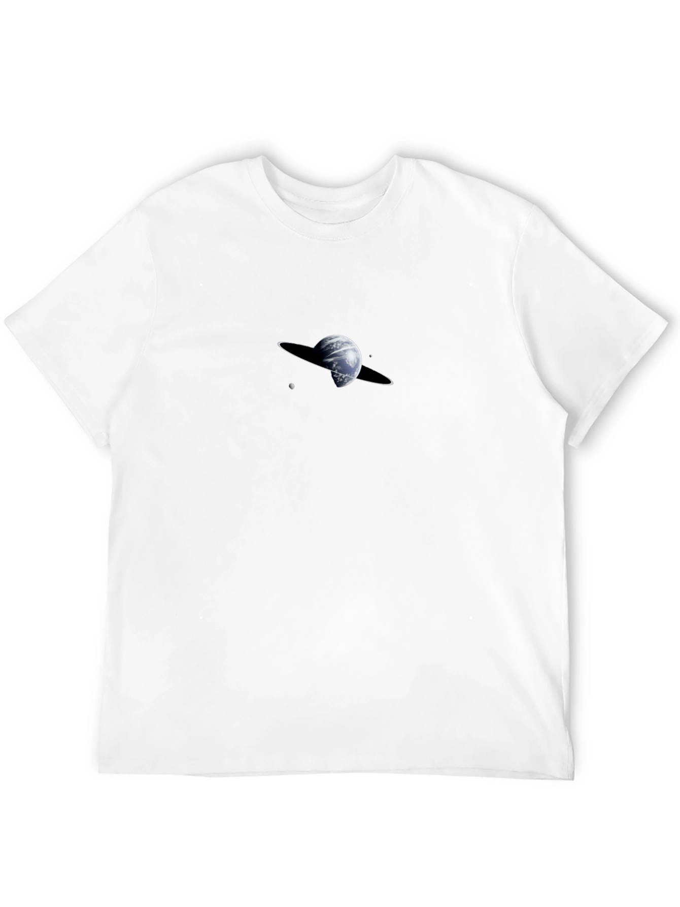 Saturn Graphic Black T-Shirt - Modern Space Design