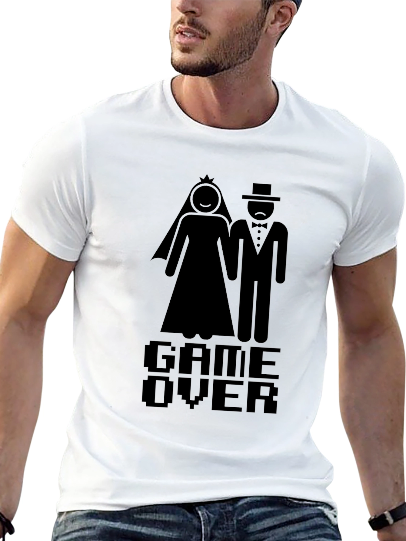 Game Over Wedding Graphic Tee - Black Cotton Blend