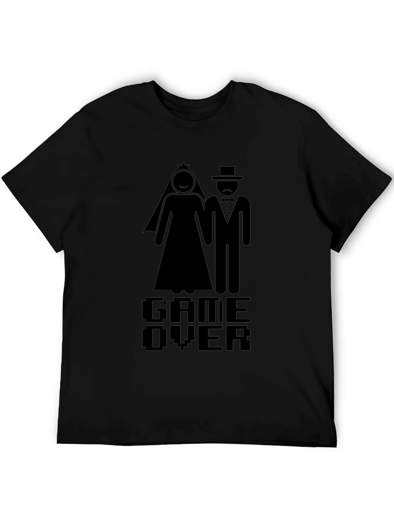 Game Over Wedding Graphic Tee - Black Cotton Blend