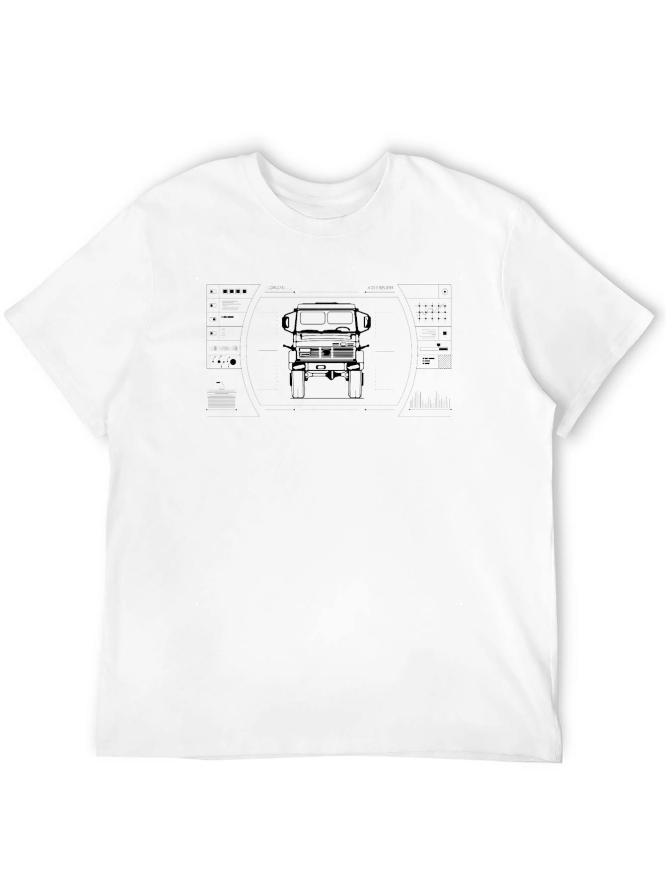 Truck Blueprint Graphic T-Shirt - Black