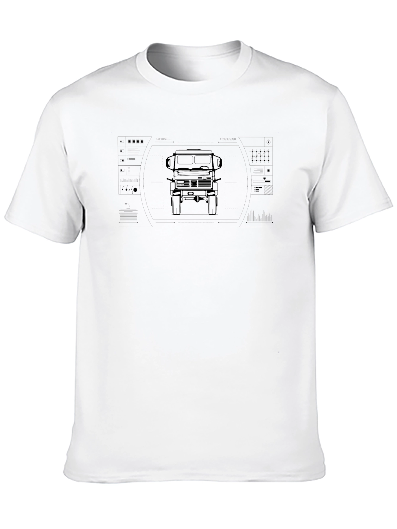 Truck Blueprint Graphic T-Shirt - Black