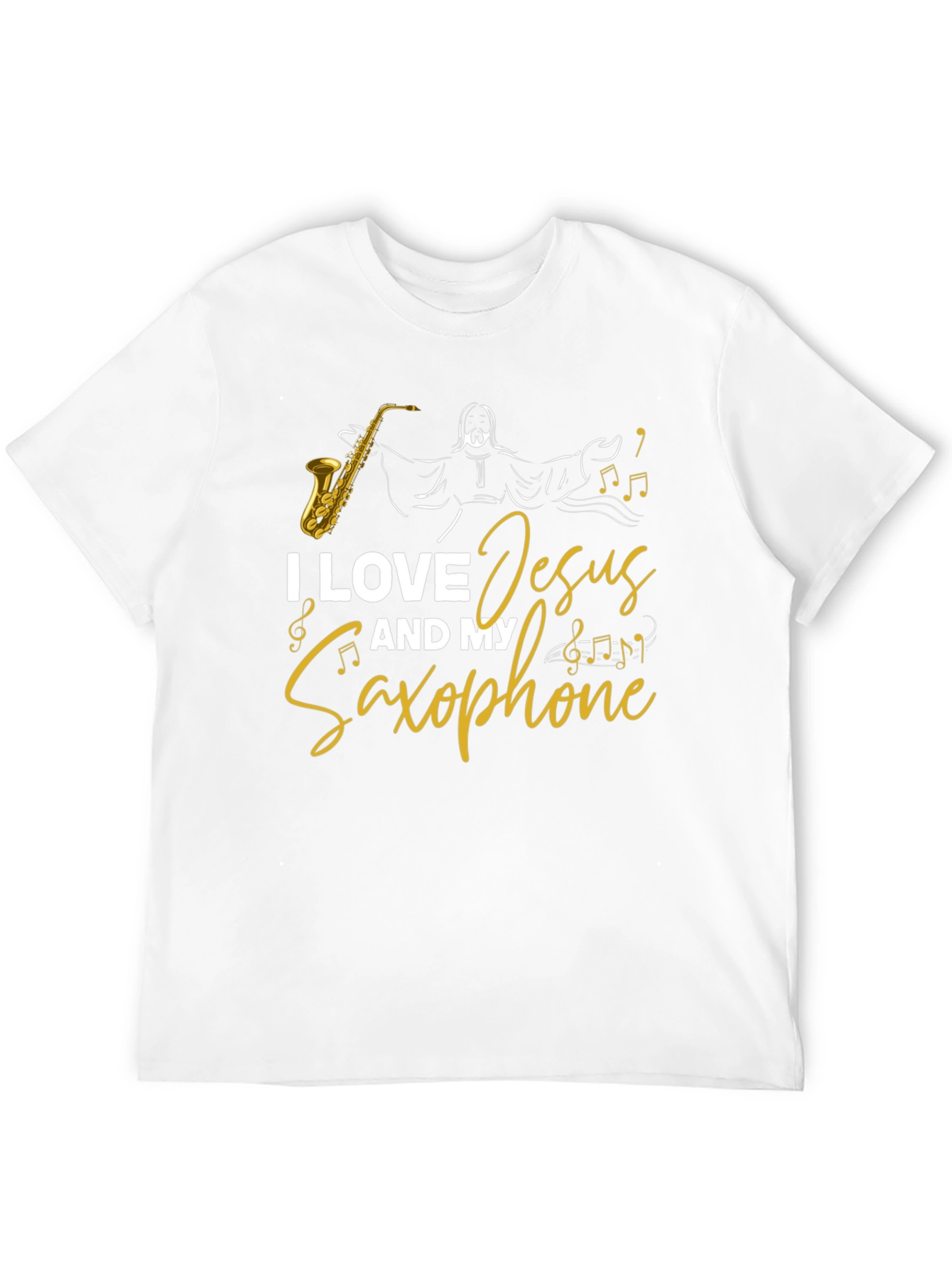 I Love Jesus and My Saxophone Black T-Shirt