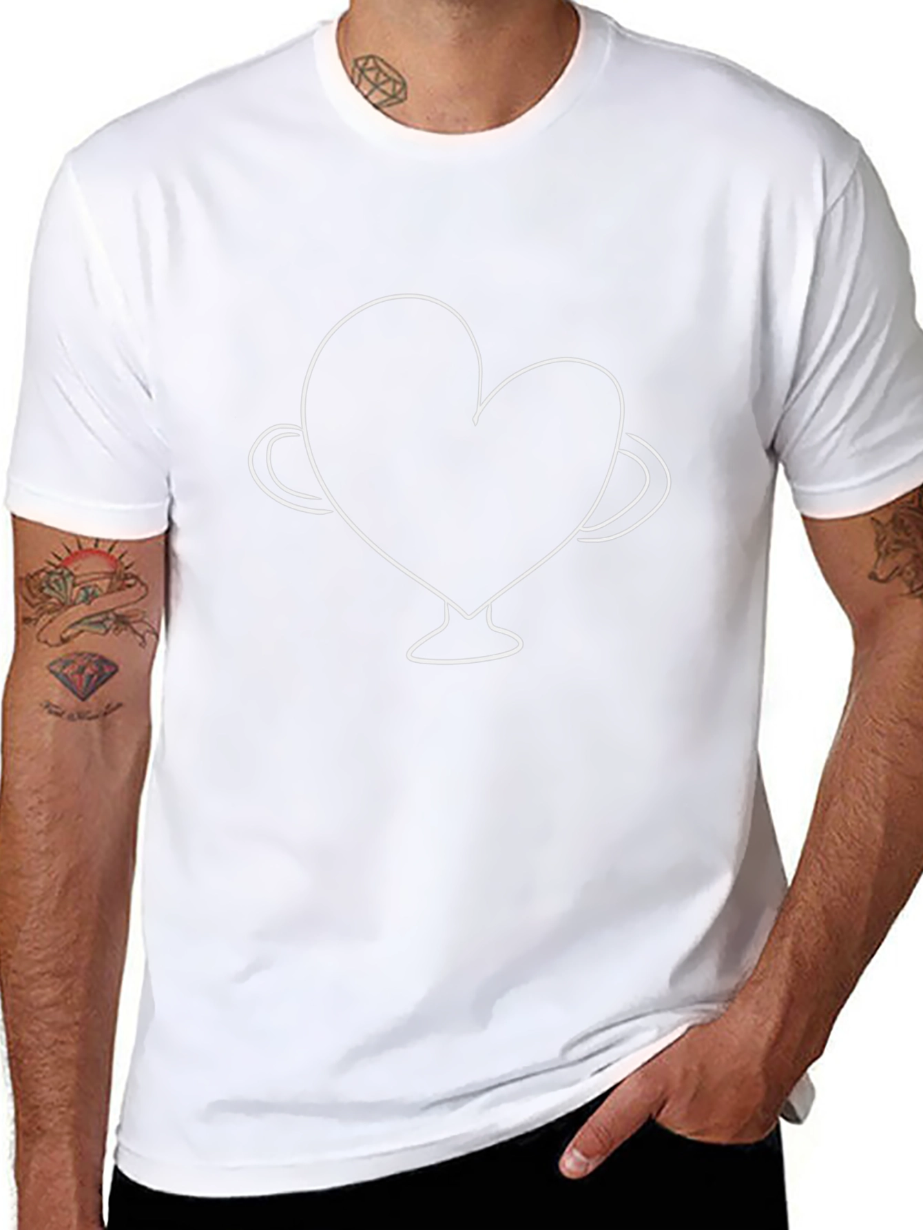 Heart Trophy Graphic Tee - Black Cotton T-Shirt