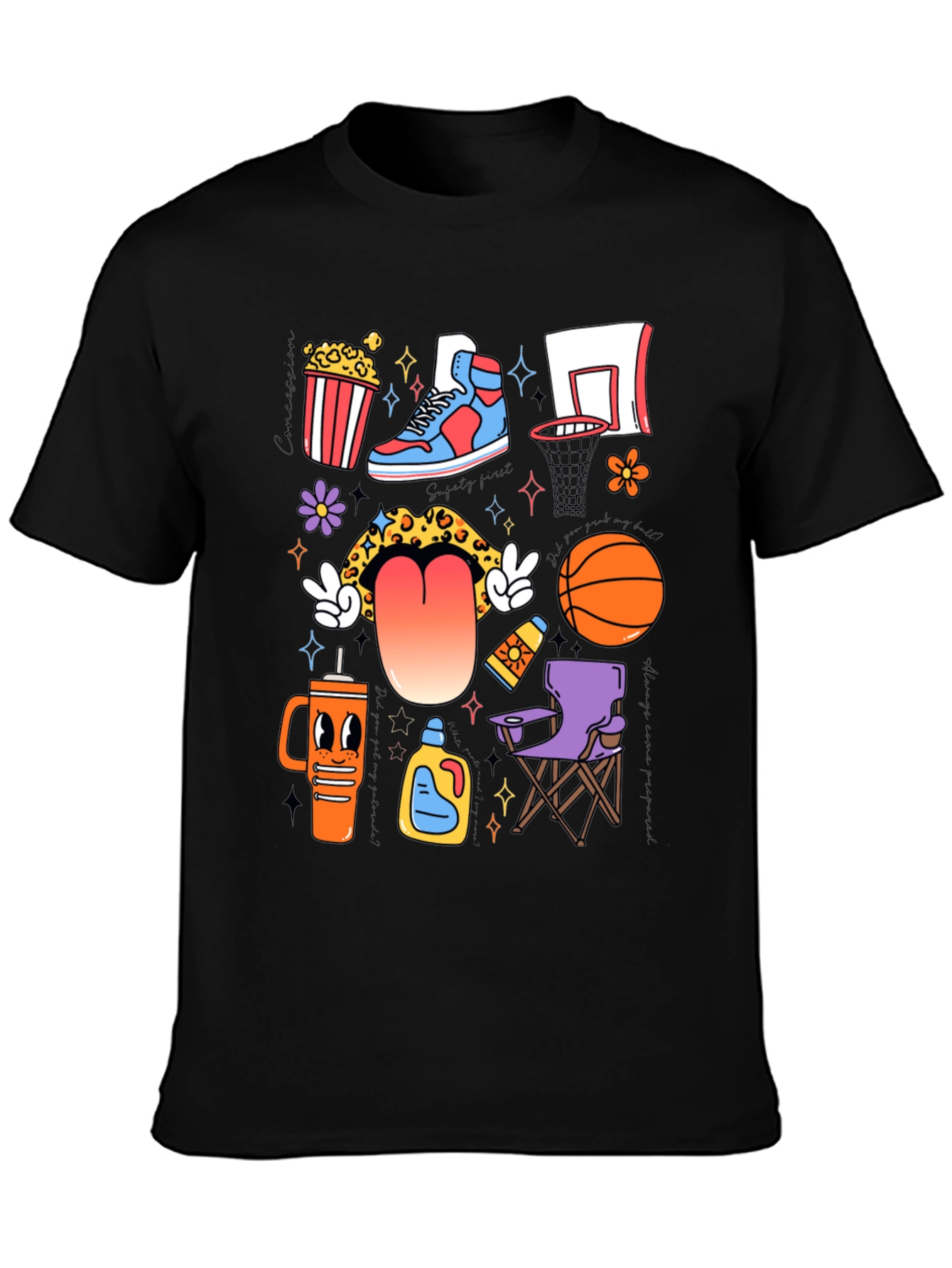 Funky Basketball Lovers Graphic T-Shirt