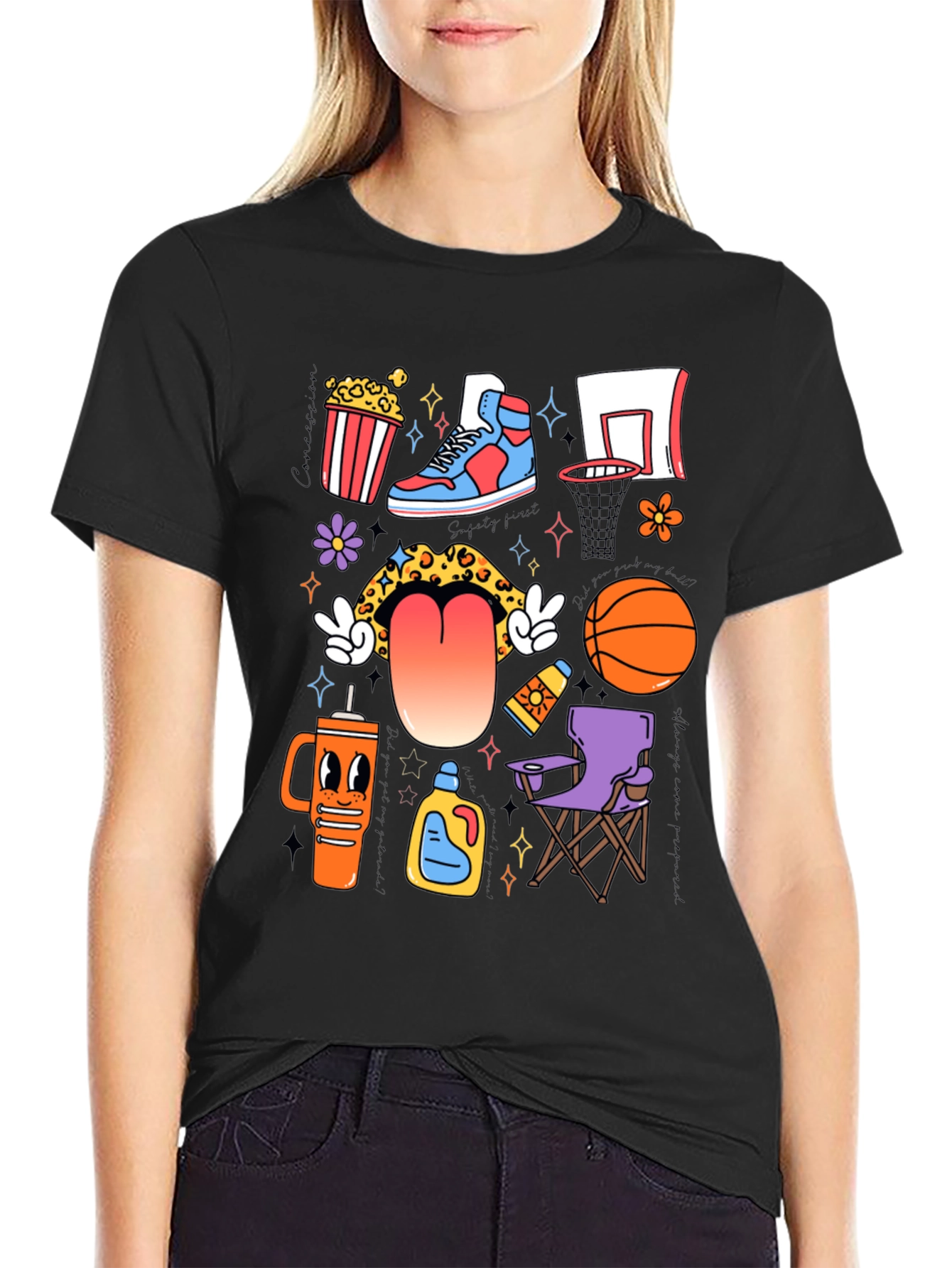 Funky Basketball Lovers Graphic T-Shirt