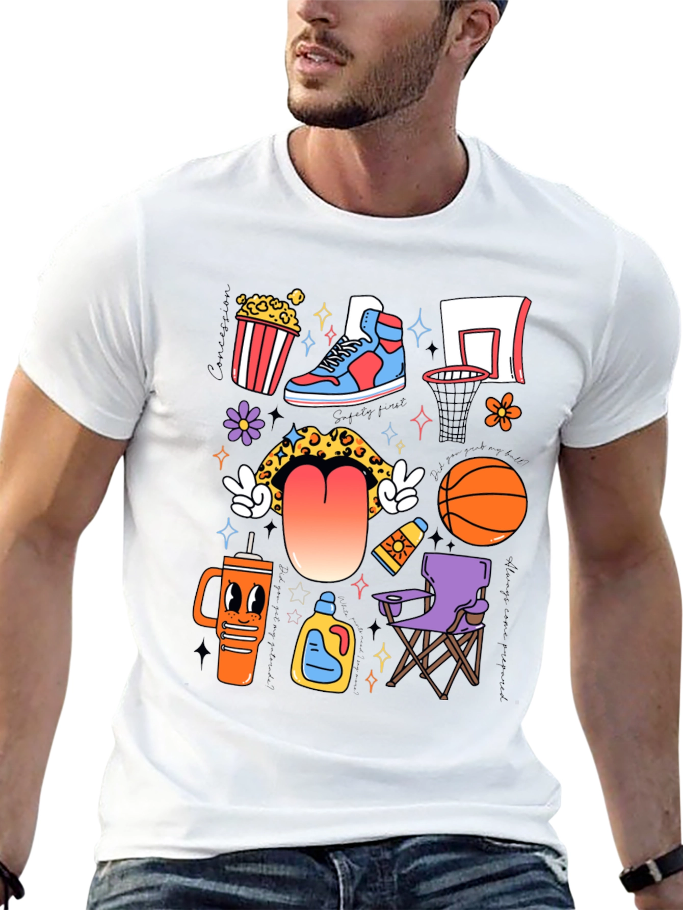 Funky Basketball Lovers Graphic T-Shirt