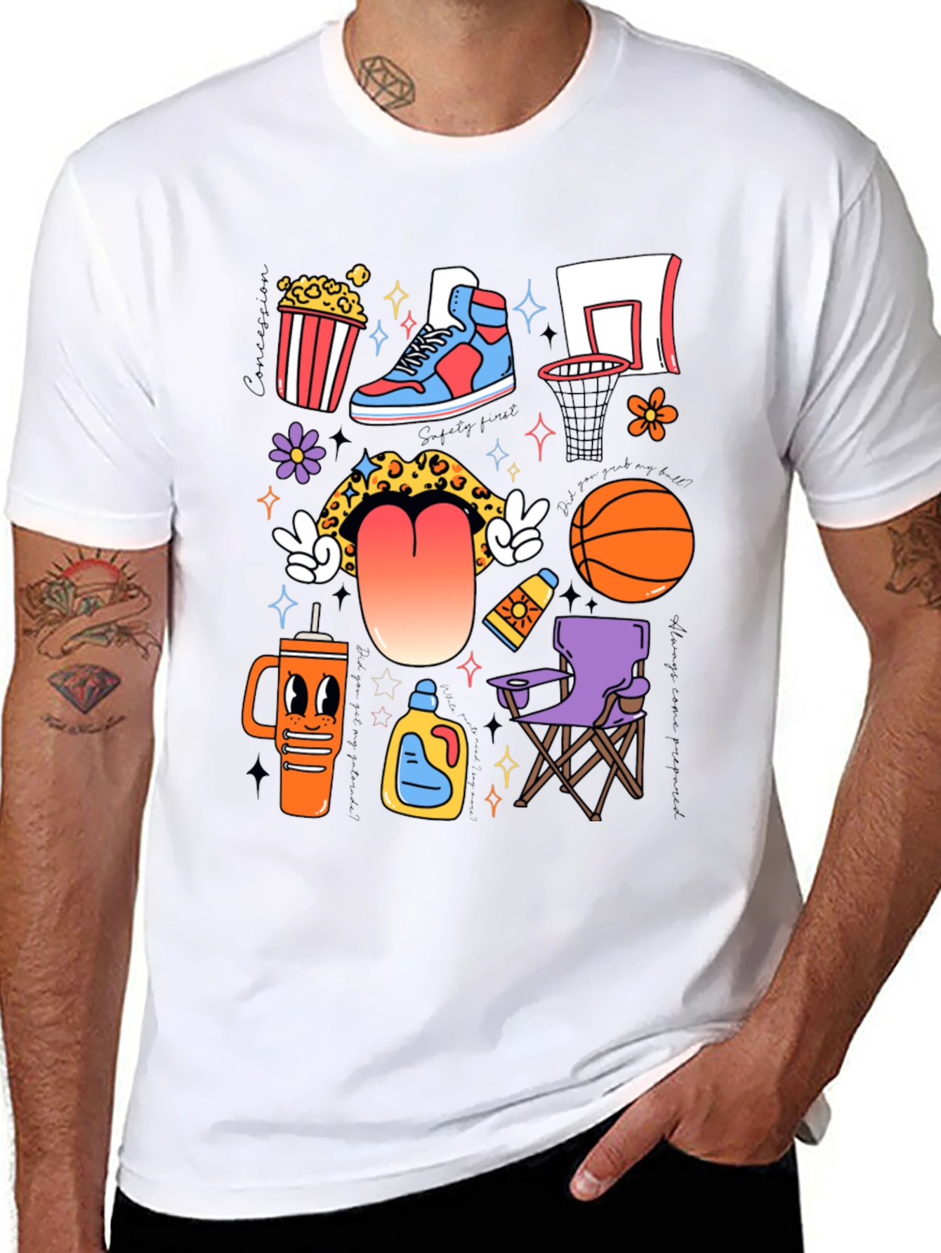 Funky Basketball Lovers Graphic T-Shirt