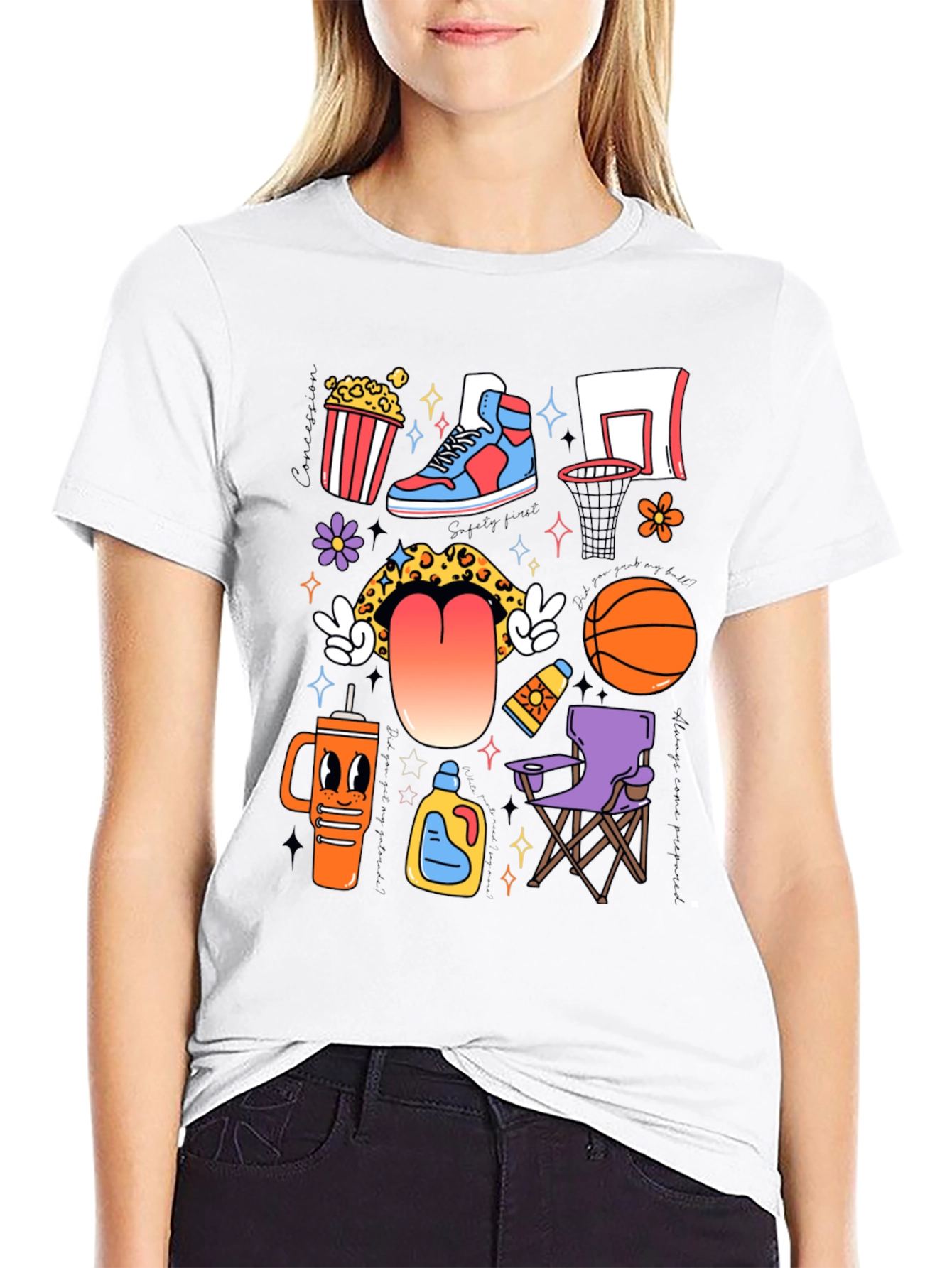 Funky Basketball Lovers Graphic T-Shirt