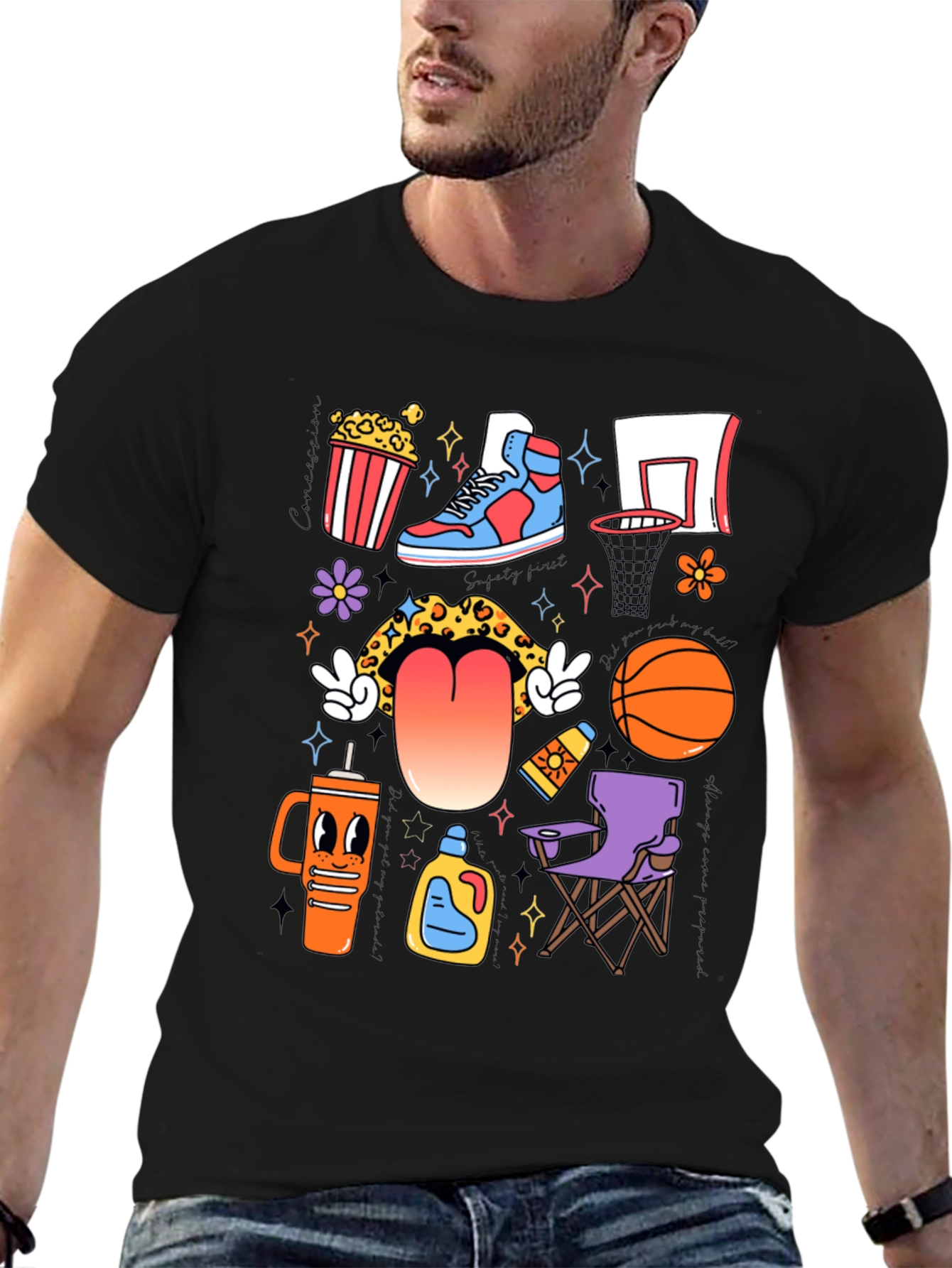 Funky Basketball Lovers Graphic T-Shirt