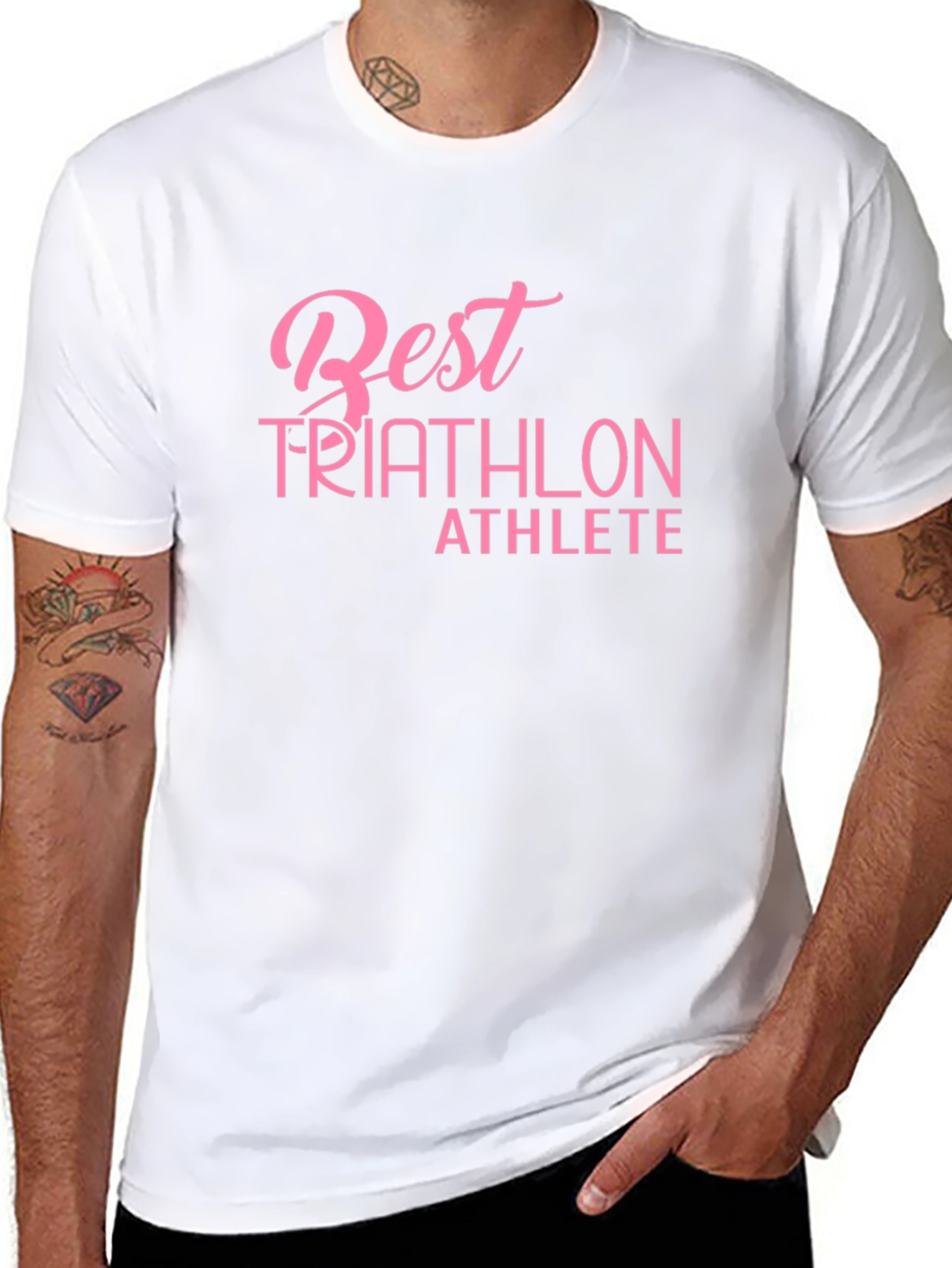 Best Triathlon Athlete Pink Graphic Tee