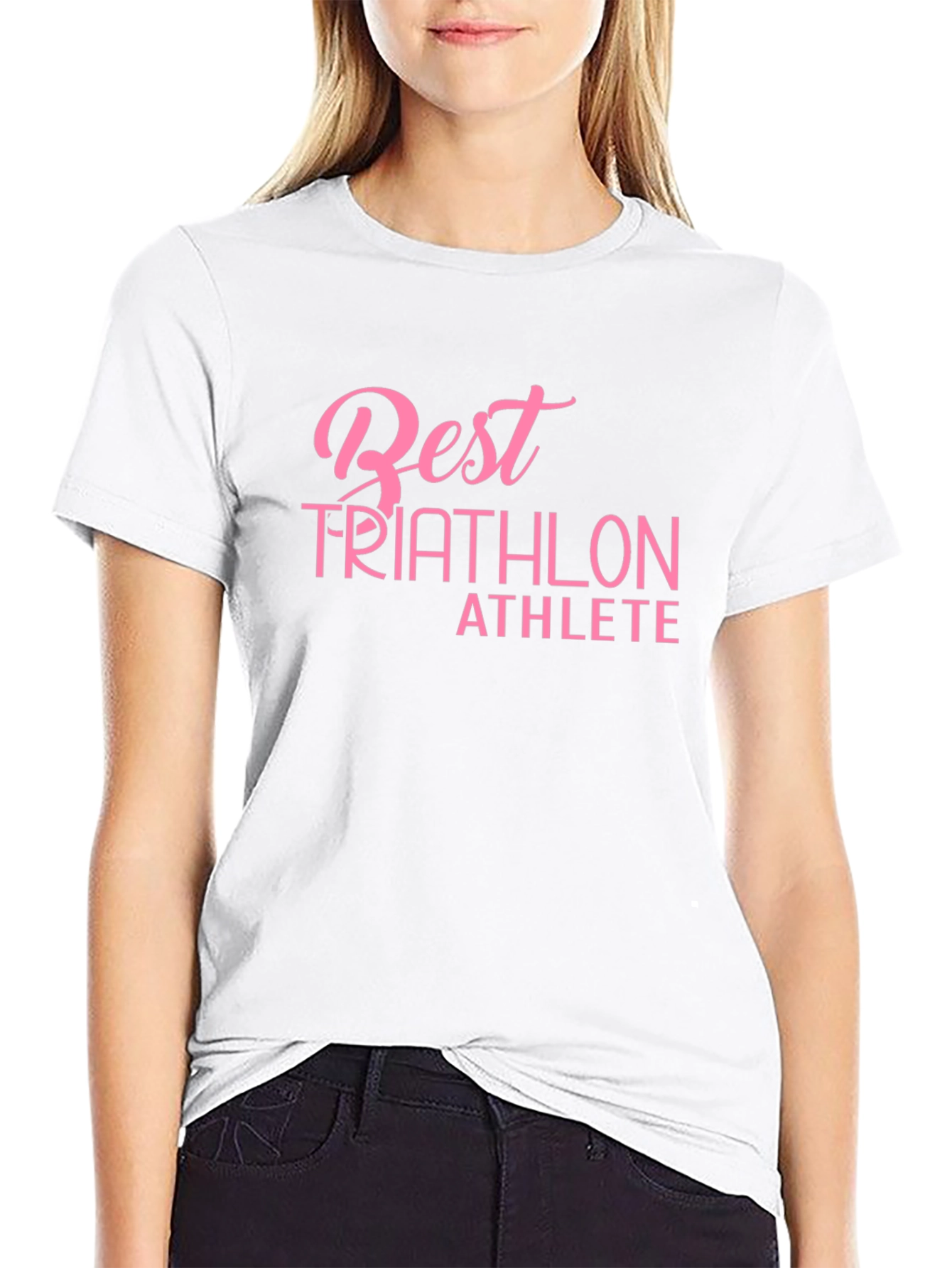 Best Triathlon Athlete Pink Graphic Tee