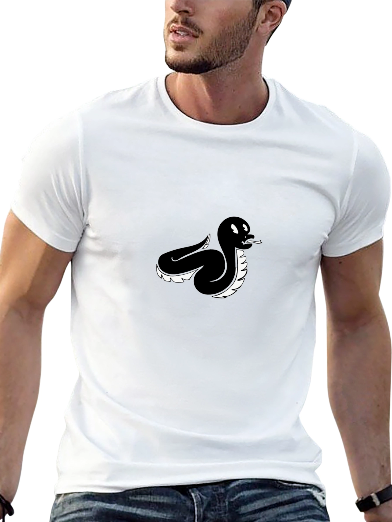 Black Snake Graphic Tee - Cool Cartoon Serpent Design