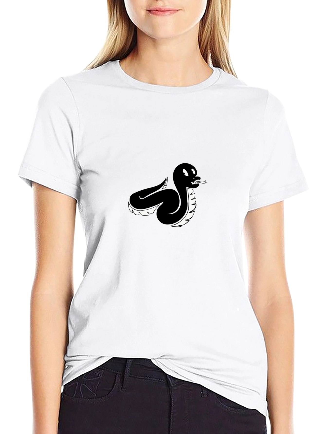 Black Snake Graphic Tee - Cool Cartoon Serpent Design