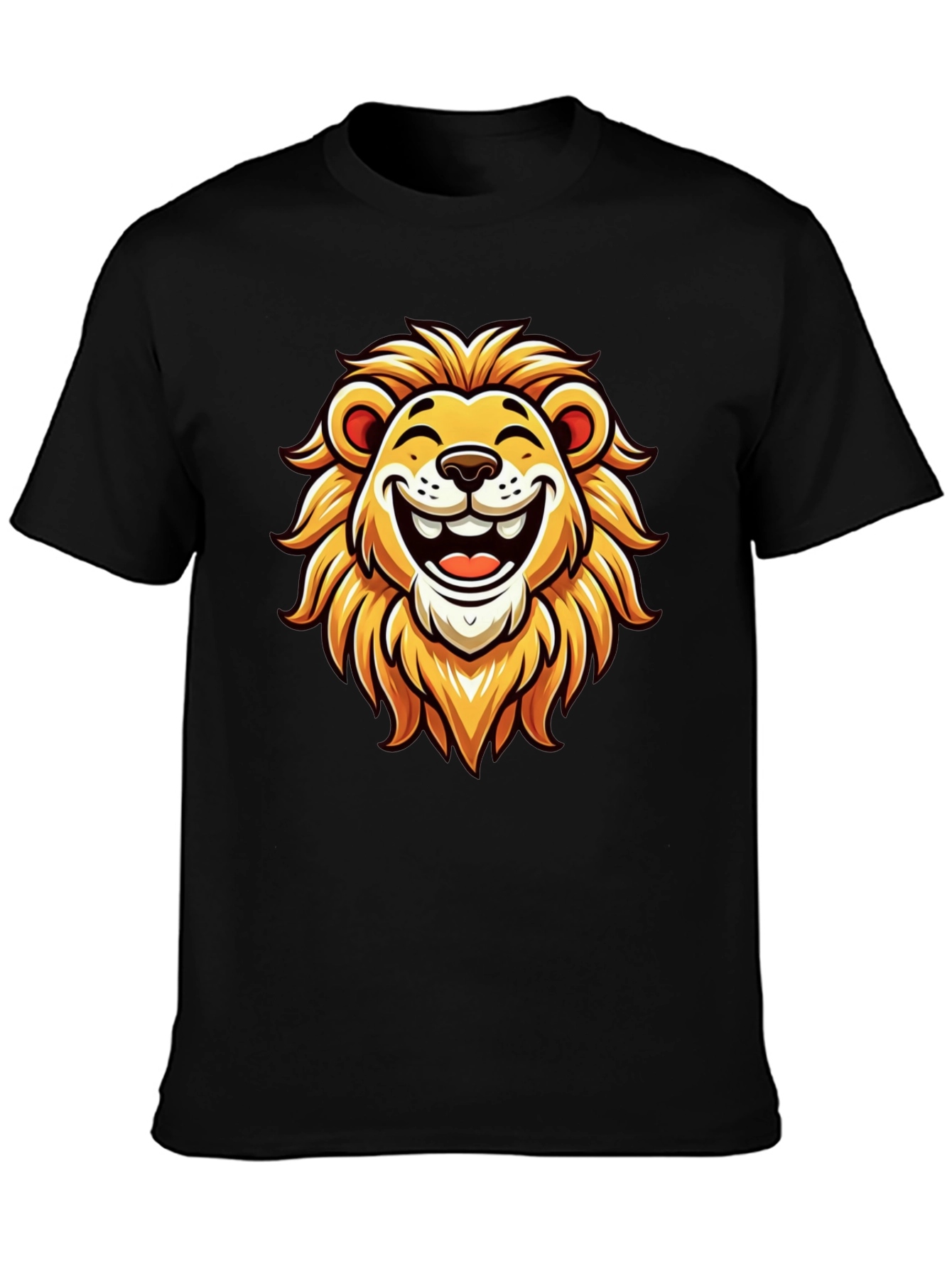 Lion Graphic Tee - Black Cotton T-Shirt
