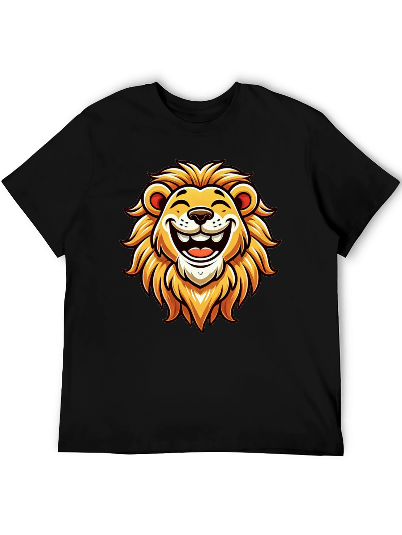 Lion Graphic Tee - Black Cotton T-Shirt