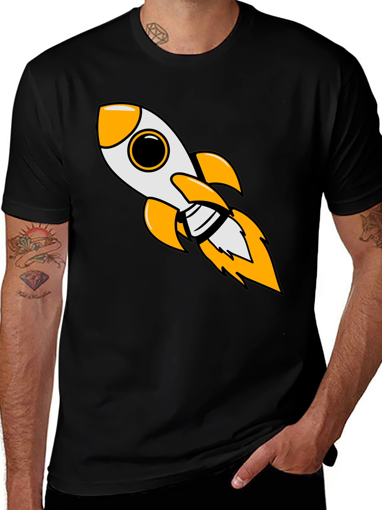 Rocket Blast Mens Black Graphic Tee