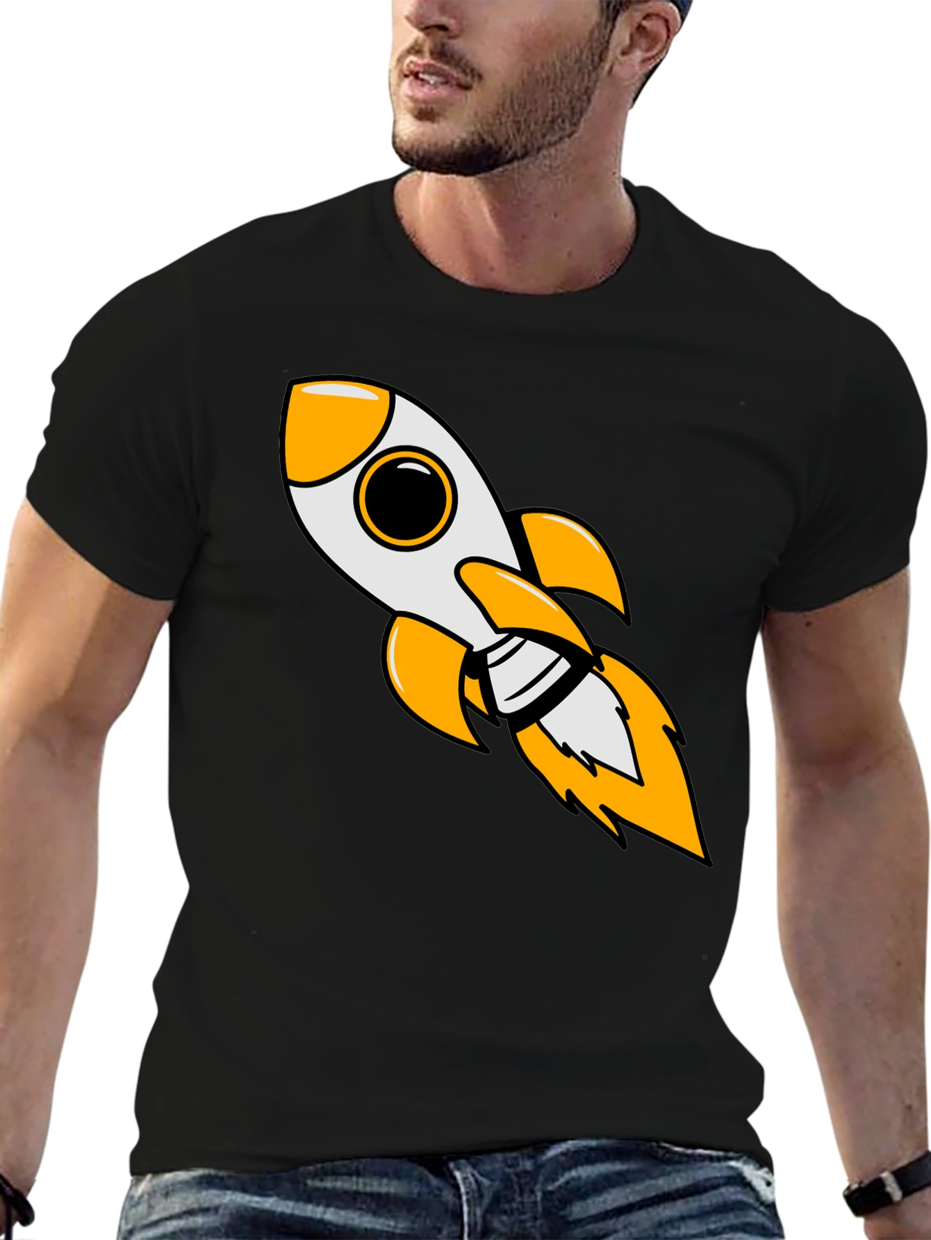 Rocket Blast Mens Black Graphic Tee