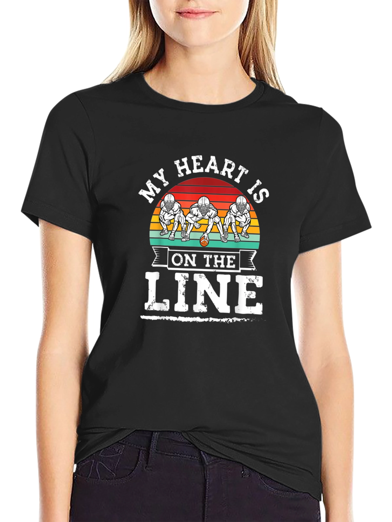 My Heart Is On The Line Football T-Shirt