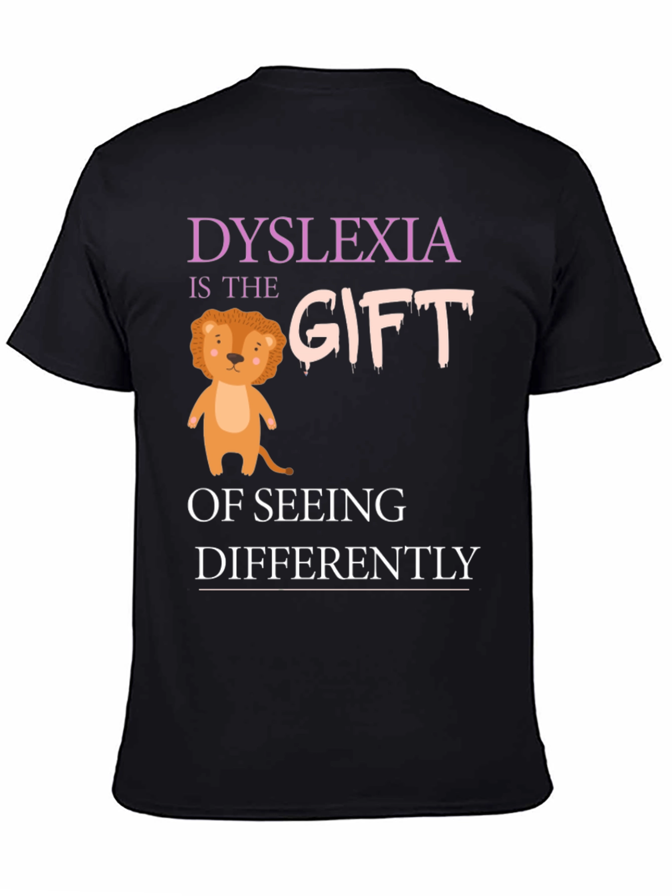Dyslexia Awareness T-Shirt: Seeing Differently Lion Design