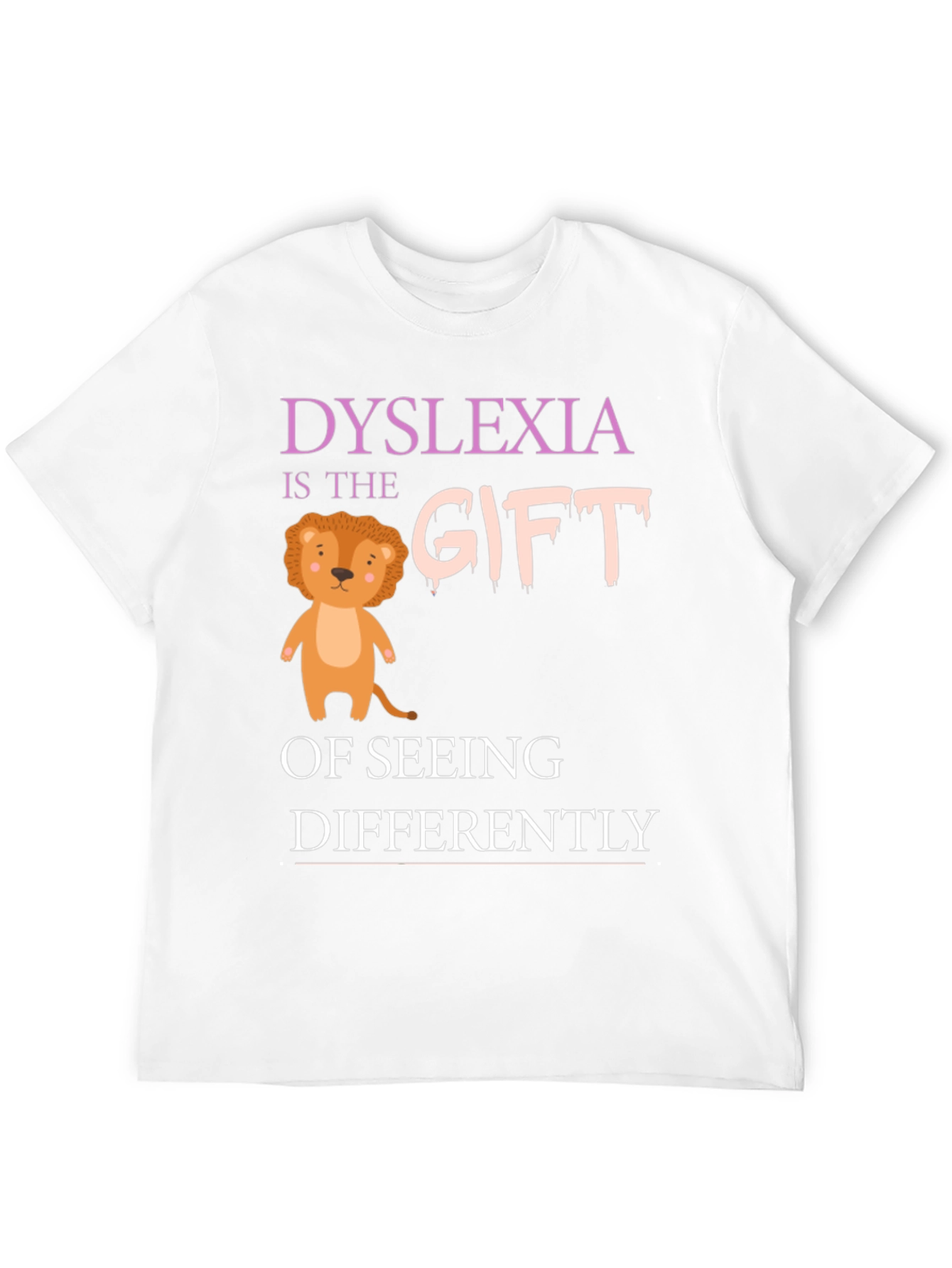 Dyslexia Awareness T-Shirt: Seeing Differently Lion Design