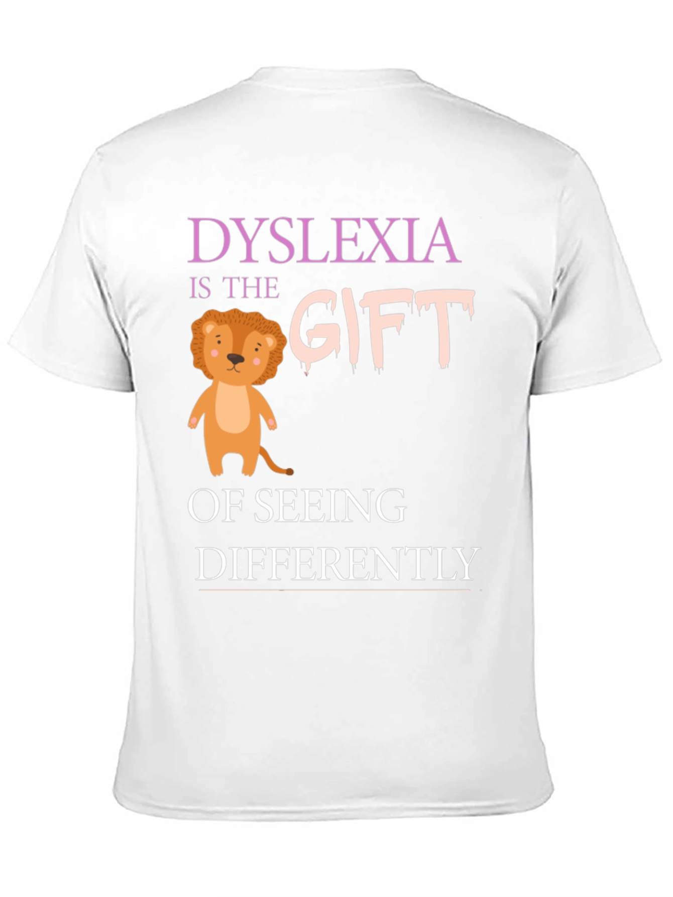 Dyslexia Awareness T-Shirt: Seeing Differently Lion Design