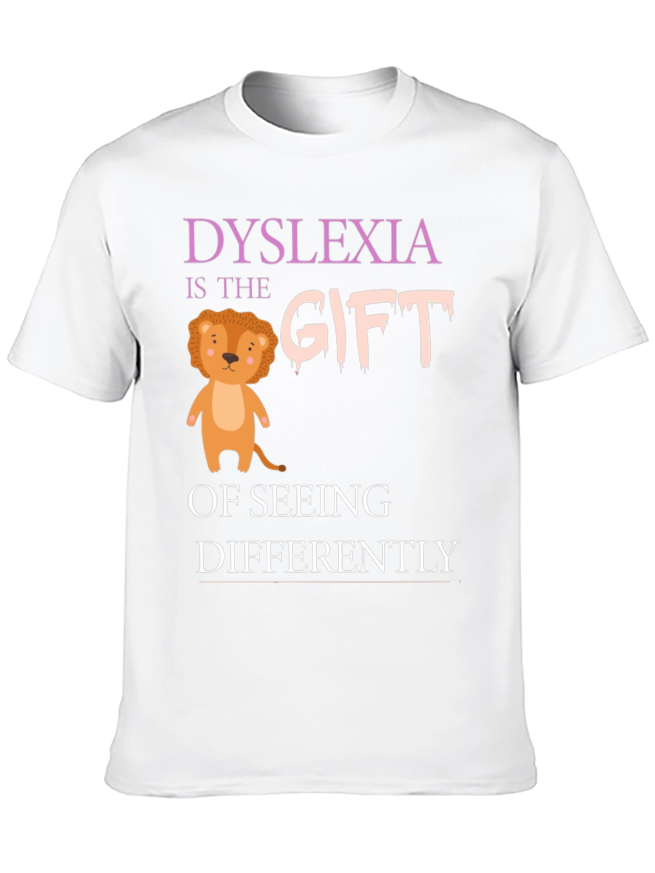 Dyslexia Awareness T-Shirt: Seeing Differently Lion Design