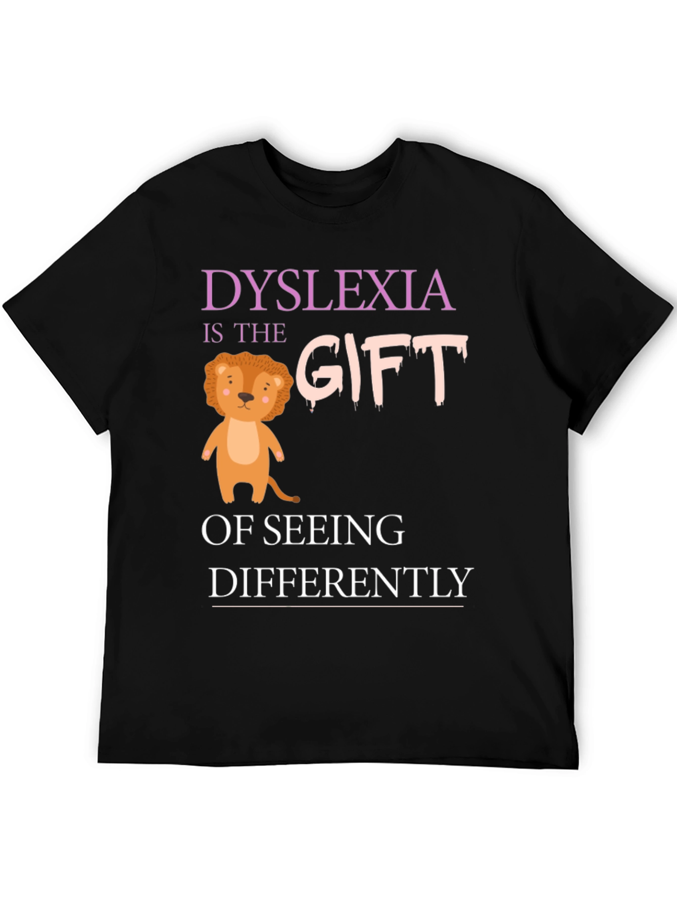 Dyslexia Awareness T-Shirt: Seeing Differently Lion Design
